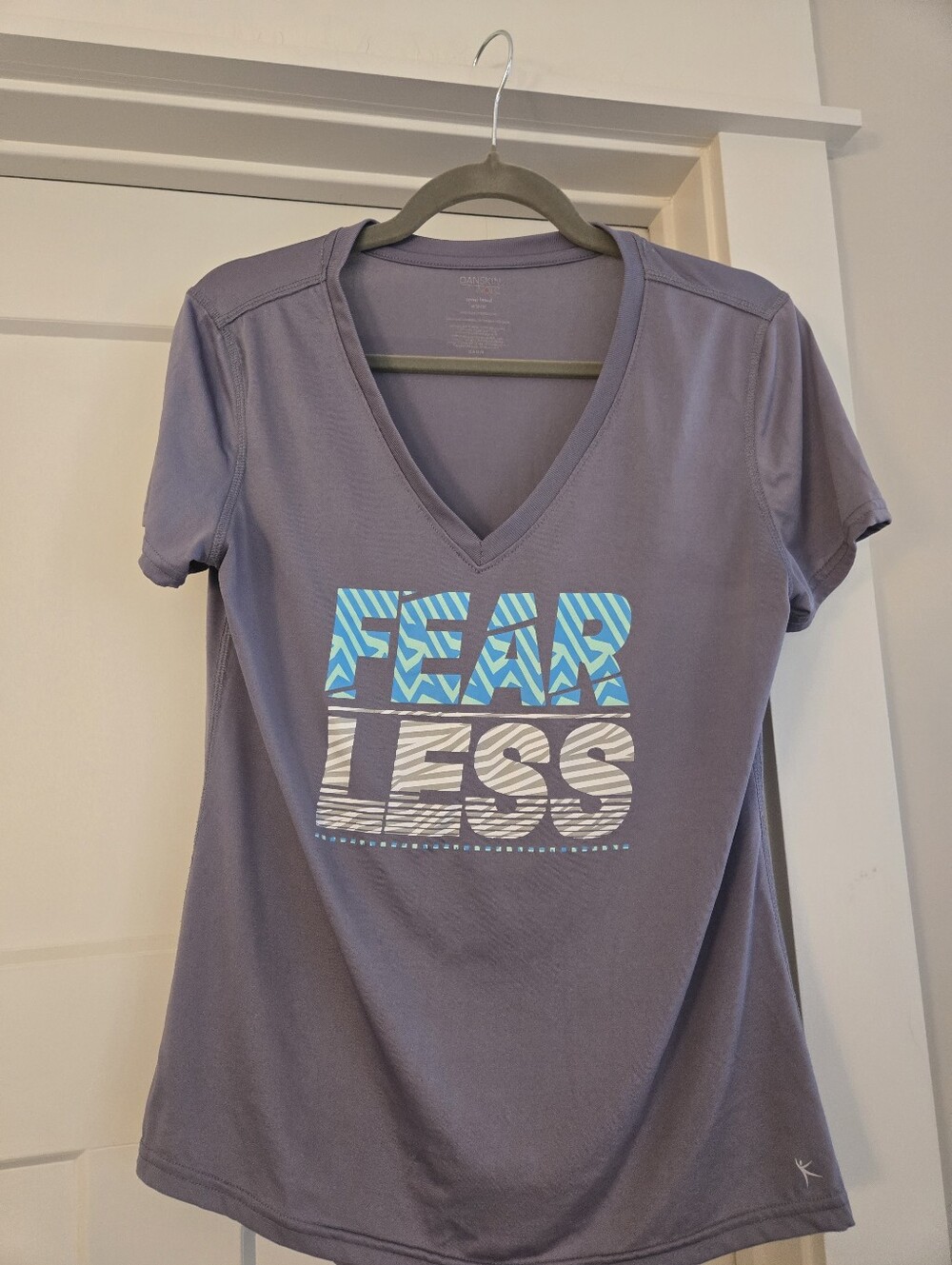 Danskin FearLess V-Neck Graphic Tee - Gray Medium